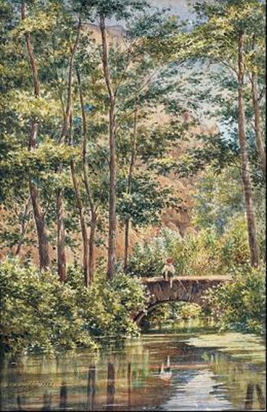 Pescador En El Rio Oil Painting by Henry Charles Landrin