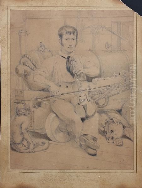 Jemmy Ducks - Fiddler To H.m.s. Hammond Oil Painting by Charles Landseer