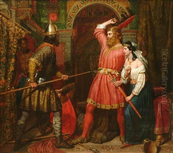 Assassination Of Alboin, King Of The Lombards Oil Painting by Charles Landseer