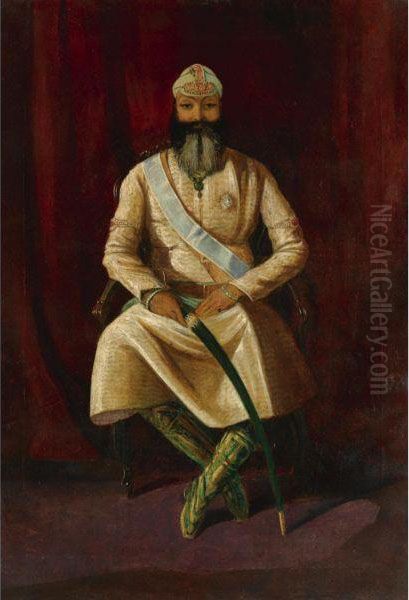 H.h. The Maharaja Of Pattiala Oil Painting by George Landseer