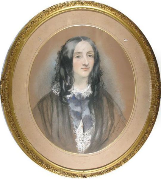 Portrait Of Mrs Arabella Montagu Wyatt Oil Painting by George Landseer