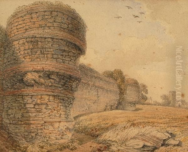 Burgh Castle Oil Painting by John Landseer