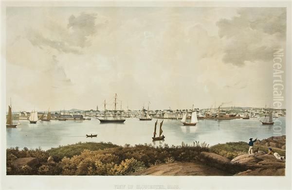 View Of Gloucester Harbor Oil Painting by Fitz Hugh Lane