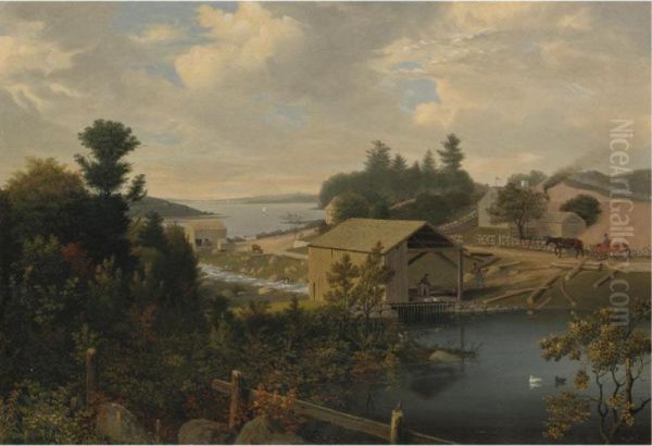 The Old Mill At Goose Cove, Annisquam, Gloucester Oil Painting by Fitz Hugh Lane