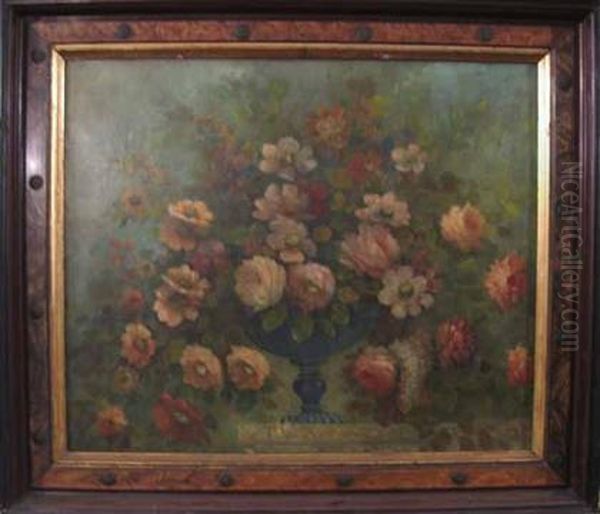 Flowers In An Urn Oil Painting by John J. Lane