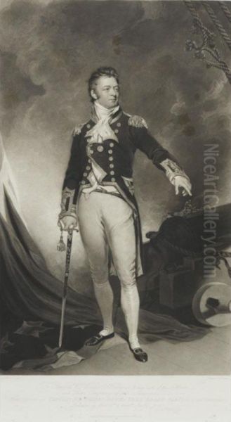 Portrait Of Captain Sir Philip Bowes Vere Broke Oil Painting by Samuel Lane