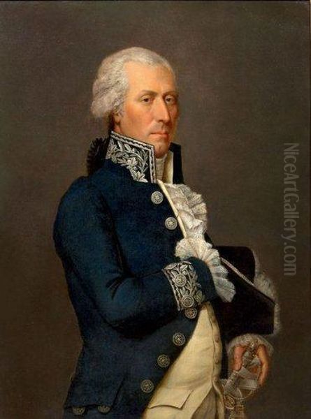 Portrait De Gentilhomme, La Main Sur Son Epee Oil Painting by Jean Louis Laneuville