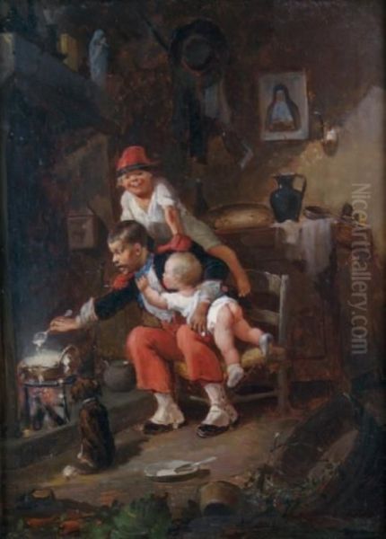 Les Polissons Oil Painting by Francois Louis Lanfant de Metz