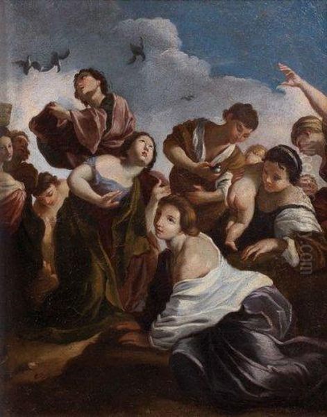 Le Miracle Des Cailles Oil Painting by Giovanni Lanfranco