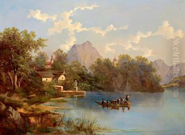 Am Traunsee Oil Painting by August Lang