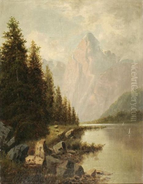 Motiv Vom Kochel-see In Bayern Oil Painting by August Lang