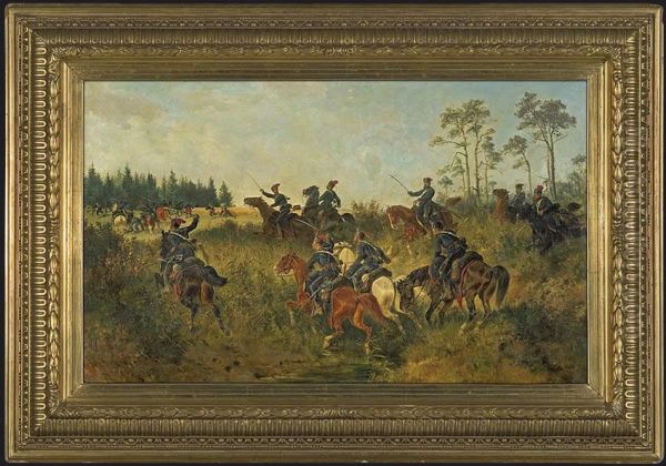 A Skirmish Oil Painting by H.F. Lang