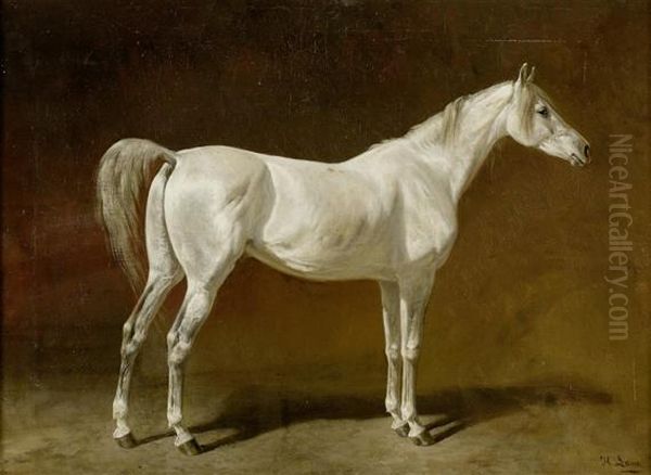 A White Horse Oil Painting by H.F. Lang