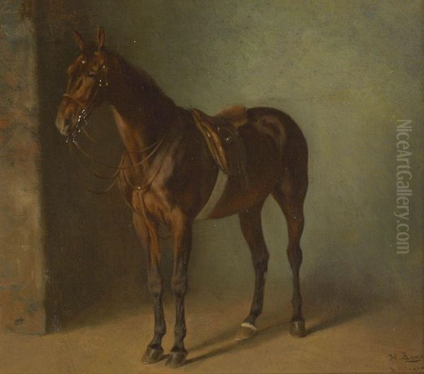 Gesatteltes Pferd Oil Painting by H.F. Lang