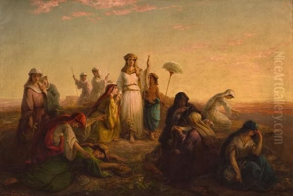 The Women Of Egypt Pleading With Thermutis, Daughter Of The Pharaoh Oil Painting by Louis Lang