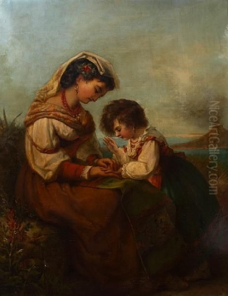 Mother And Child Oil Painting by Louis Lang