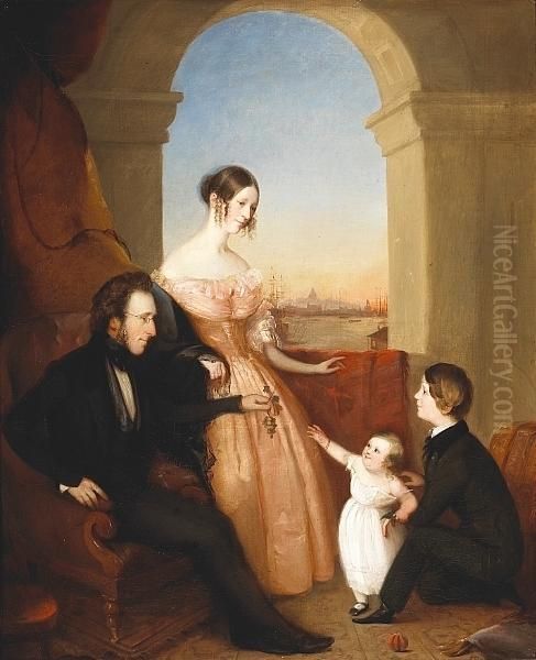 The James Cushing Family Oil Painting by Louis Lang