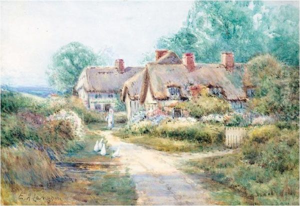 Cottage By A Country Path Oil Painting by Edith A. Langdon