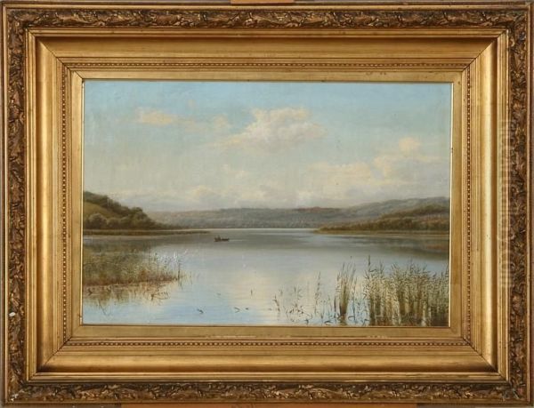 Scenery From The Lakes At Silkeborg Oil Painting by Carl Lange