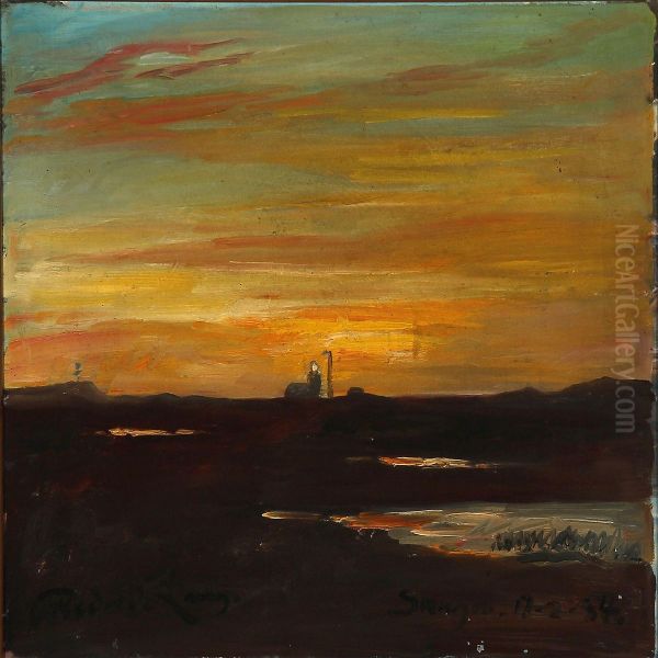 Sunset At Skagen, Denmark Oil Painting by Frederik Lange