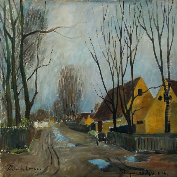 Street Scenery From Skagen Oil Painting by Frederik Lange