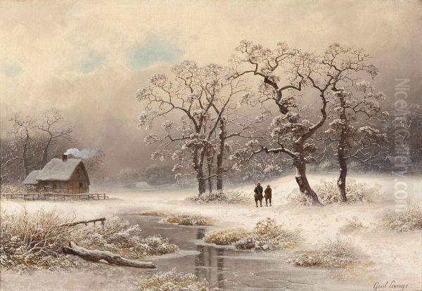 Winterlandschaft Oil Painting by Gustav Johann Lange