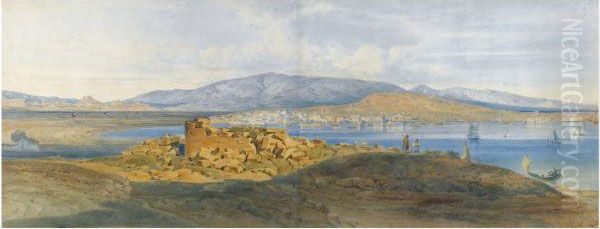 The Harbour Of Piraeus Oil Painting by Ludwig Lange