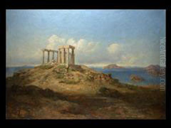 Tempelruine Am Vorgebirge Sunion Oil Painting by Ludwig Lange