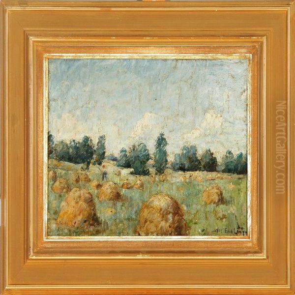 Harvest Scene Oil Painting by Niels Erik Lange