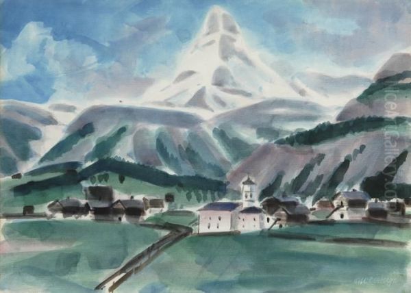 Gebirgslandschaft Mit Matterhorn Oil Painting by Otto Lange