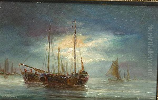 Bateau Au Crepuscule Oil Painting by Charles Langenbick