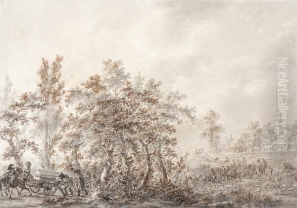 The Retreat Of An Army Oil Painting by Dirck Langendijk