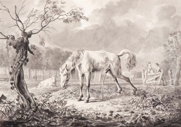 Urinating Horse Oil Painting by Dirck Langendijk