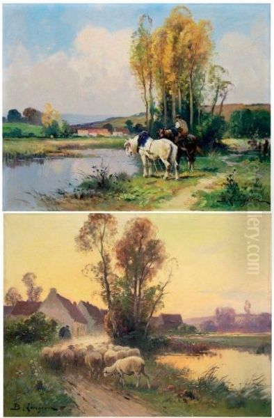 Chevaux De Labour Paire Oil Painting by Langevin