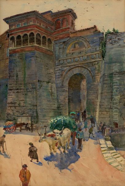 Porta Romana In Perugia Oil Painting by Carl Langhammer