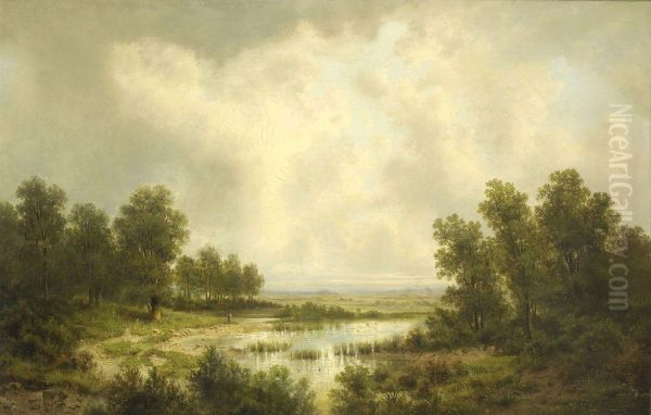 Weite Baumlandschaft Mit Moorsee Oil Painting by Dietrich Langko