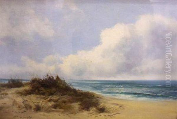 Coastal View With Sand Dunes Oil Painting by William Langley