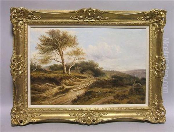 Wooded Landscape With Herded Sheep Oil Painting by John Langstaffe