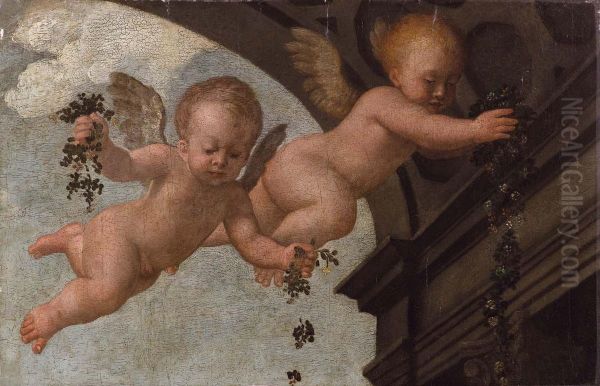 Due Angeli In Volo Oil Painting by Bernardino Lanino