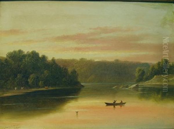 River Landscape Oil Painting by Charles Lanman