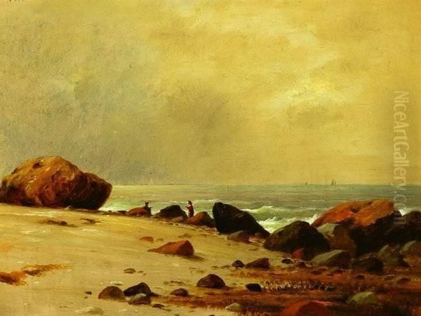 Figures On Rocky Coast Oil Painting by Charles Lanman