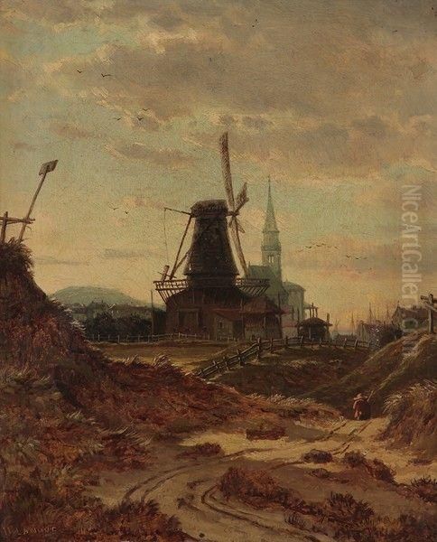 Eglise Pres D'utrecht Oil Painting by Felix Hippolyte Lanoue