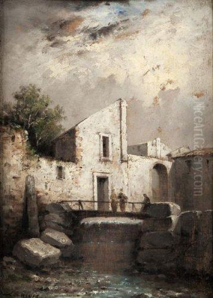 Paysages En Bord De Riviere Oil Painting by Felix Hippolyte Lanoue