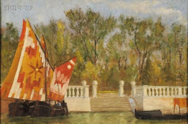 A Landing In Venice Oil Painting by Walter Franklin Lansil