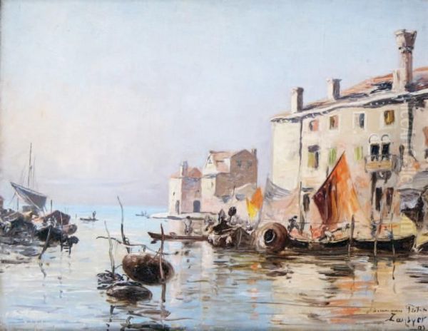 Le Port Des Martigues Oil Painting by Emmanuel Lansyer