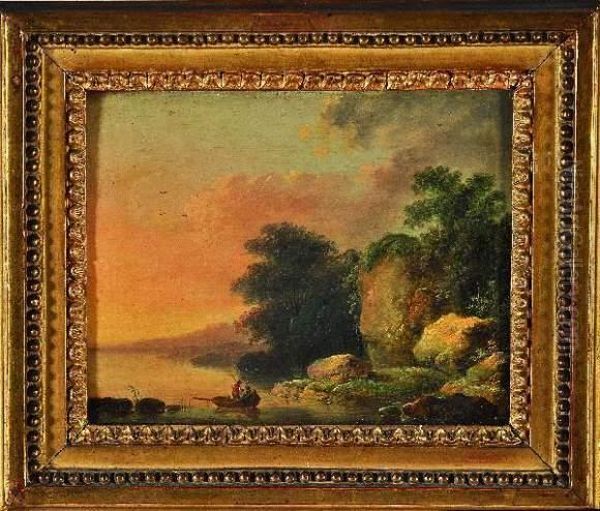 paysage Au Bord De L'eau Oil Painting by Simon Mathurin Lantara