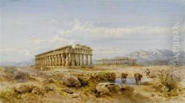 The Temple Of Neptune Oil Painting by Giovanni Giordano Lanza