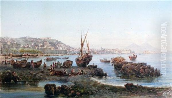 View Of Naples Oil Painting by Giovanni Giordano Lanza