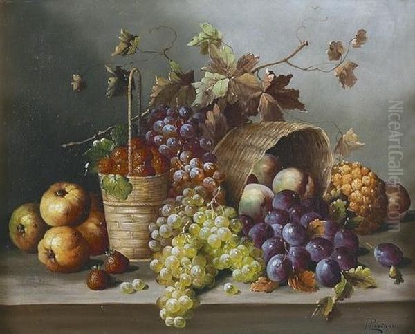 Stillleben Mit Fruchten. Oil Painting by P. Lanzoni