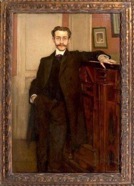 Portrait De Benjamin Landowski Oil Painting by William J.E.E. Laparra